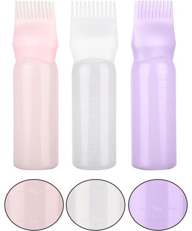 XNHIU 3 Pack Hair Dye Brush Bottle Root Comb Applicator Bottle Comb Hair Dye Bottle with Graduated Scale (Pink) - Buy Online on GoSupps.com