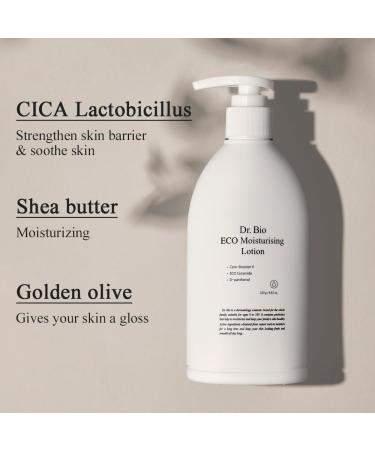 Dr.Bio Eco Moisture Lotion Body & Face Daily Moisturizer for Sensitive Skin Types with Ceramide Shea Butter Probiotics & Cica Organic & Vegan Fragrance-Free Hypoallergenic Korean Skincare - Buy Online on GoSupps.com