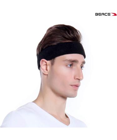 BEACE Sweatbands Sports Headband - 6PCS Moisture Wicking Athletic Cotton Terry Cloth Sweatband for Men & Women - Ideal for Tennis, Basketball, Running, Gym - Black - Buy Online on GoSupps.com