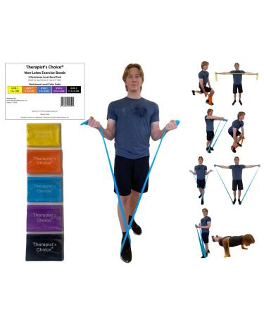 Therapist s Choice Resistance Bands for Working Out Physical Therapy Bands Elastic and Exercise Bands Set for Stretching Suitable for Rehab Yoga Pilates Gym Home Exercise Five Colors