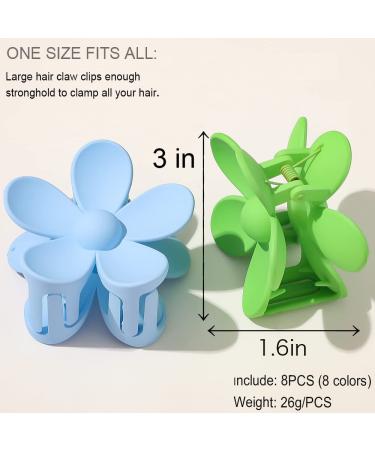 8PCS Flower Hair Claw Clips for Women - Strong Hold Large Clips for Thick & Thin Hair - 8 Colors (Pink, Rose Red, Purple, Yellow, Orange, Blue, Peacock Blue, Green) - Buy Online on GoSupps.com