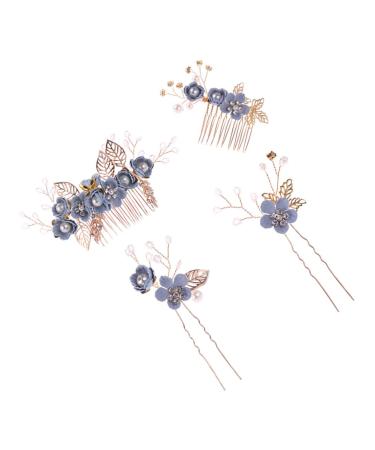 FRCOLOR 1 Set of 4 Comb Insert Rhinestone Headdress Hair Accessories with Flowers Floral Hair Accessories Comb for Touping Hair Bridal Wedding Hair Comb Set Rhinestones Child