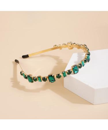 Wiwpar Green Rhinestone Headband for Women & Girls - Elastic Thin Vintage Hair Hoop Accessory - Buy Online on GoSupps.com