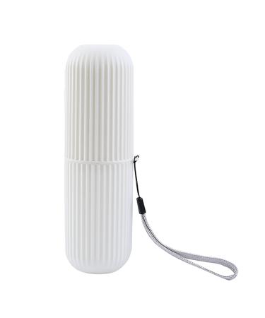 Travel Toothbrush Cup Travel Toothbrush Case Portable Polypropylene Non-Slip Travel Toothbrush Cup with Lid White
