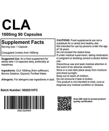 High Strength CLA Tonalin 1000mg Softgels - 90 Capsules Supplement | UK Made Pharmaceutical Grade Omega 6 Safflower Oil - Buy Online on GoSupps.com
