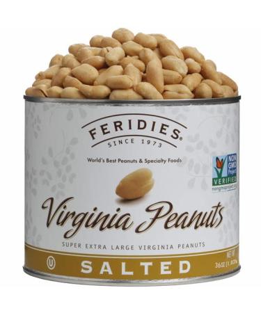 FERIDIES Super Extra Large Salted Virginia Peanuts - 36oz can Salted 2.5 Pound (Pack of 1)
