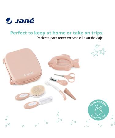 Jan Hygiene Set with Toiletry Bag | Natural Bristle Comb & Brush Scissors Nail Clipper Toothbrush & Thermometer - Perfect for Baby Care - Buy Online on GoSupps.com