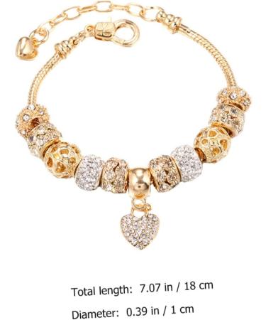 Adorainbow Heart Charm Bracelet Heart Pendant Bracelet Tennis Bracelet for Women Bracelets Beaded Stretch Bracelet Trendy Jewelry Crystal Beads Heart Decor Big Hole Beads Alloy Miss Wrist - Buy Online on GoSupps.com