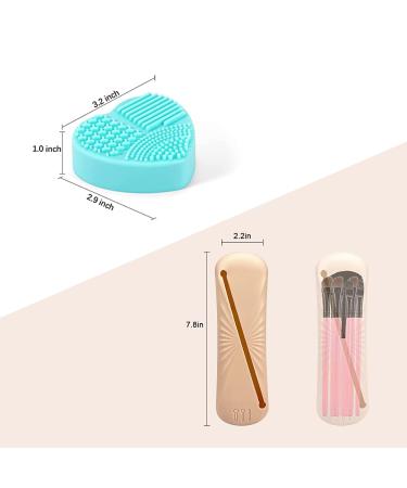 Travel Makeup Brush Holder | Silicone Portable Organizer & Cleaning Mat for Women | Essential Cosmetic Tools in Khaki - Buy Online on GoSupps.com