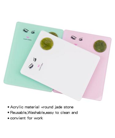 Eyelash Extension Pallet Holder Set - 2 in 1 Acrylic & Round Jade Stone Lash Grafting Tool Pad | Blue - International Shipping Available - Buy Online on GoSupps.com