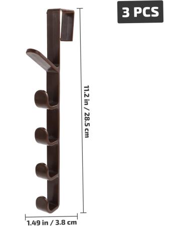 3pcs Door Coat Hook Scarf Hanger Over Door Towel Holder Towel Hooks Shower Hook Kitchen Door Outdoor 28.5X3.8X2CM Brown - Buy Online on GoSupps.com