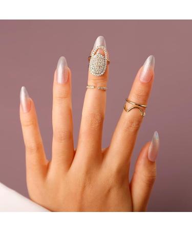 Rumtock Crystal Beads Gold Protective Ring - Boho Nail Cap Jewelry for Women/Girls - Buy Online on GoSupps.com