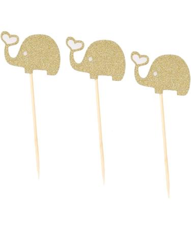 LABRIMP 3pcs Cupcake Picks Jungle Animal Toppers Gold Glitter Toppers Fruitcakes Dessert Topper Appetizers Elephant Party Decoration Cake Toothpick Topper Valentine Food Lip Gloss Wooden Golden 10.00X5.30X0.20CM - Buy Online on GoSupps.com