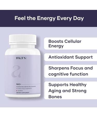 mars by GHC NAD+ Capsules with NR & Vitamin B3 | Cellular Energy Brain Health & Resilience Support | Pack of 3 | 180 Capsules - Buy Online on GoSupps.com