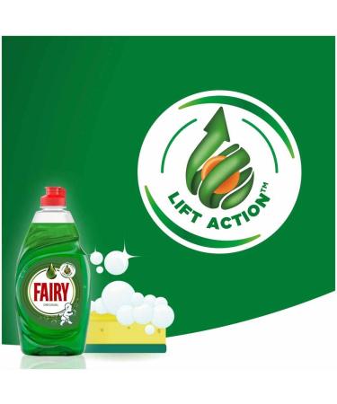 Fairy Original Washing Up Liquid 1190ml with Lift Action Green 3Pk + Our Gift for You: Organza Small Bag Size: 9x7x0.1cm - Buy Online on GoSupps.com