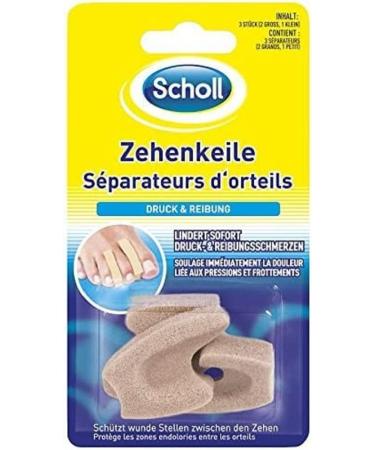Scholl toe wedges foam wedges toe separators - provide relief from pain and soreness between the toes (1x 3 pieces)