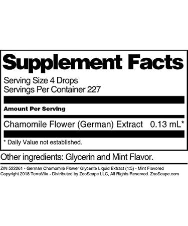 German Chamomile Flower Glycerite Liquid Extract (1:5) - Mint Flavored (1 oz ZIN: 522261) - Buy Online on GoSupps.com