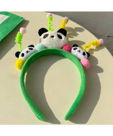 Headband Panda Ears Hairbands Green Headwear for Spa Yoga Mask Makeup Running Face-washing Cute Hair Accessories for Women Girls Boys Kids Adults Pets