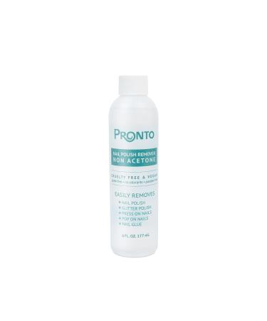 Pronto Non Acetone Nail Polish Remover.- Acetone Free Nail Gel Polish Remover with Fast Effect Non Drying Formula for Removal of Nail Polish Glitter  Pop & Nail Glue for All Fingernail Type - 6 Fl Oz 6 Fl Oz (Pack of 1)