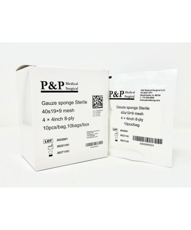 Gauze Surgical Sponges Cotton STERILE Woven 8-ply High Grade Quality 4"x4" Class I(a) All Purpose Pads Box of 500