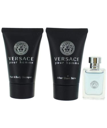 Versace Pour Homme by Versace Gift Set - .17 oz Mini EDT + .8 oz After Shave Balm + .8 oz Hair + Body Shampoo