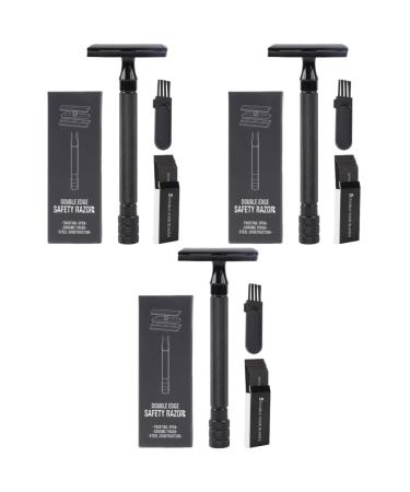 Beavorty 3 sets manual razor safety blades Razor bartschneider nose hair trimmer razor m quina de afeitar para hombre double -edged manual straight blade ABS