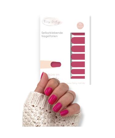 Fairy Nail nail foils in one color | Nail polish strips for fingernails | 16 nail stickers for the perfect manicure at home (pink)