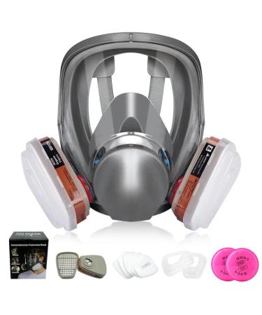 Full Face Respirator Mask with Filters 17 in1 6800 Reusable Respirator Paint Spray Dust Shield Cover Mask Ideal for Painting Spray Epoxy Resin Car Spraying Dust Polishing Welding Sanding
