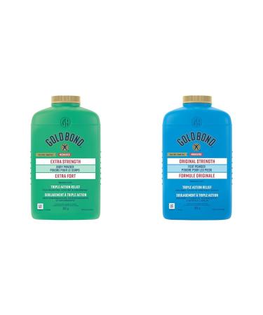 Gold Bond Extra Strength Medicated Body Powder 283g Bottle Cornstarch-Based Moisture Absorbing & Medicated Original Strength Foot Powder 283g Bottle Moisture Absorbing SUBSTANCE + SUBSTANCE 823204