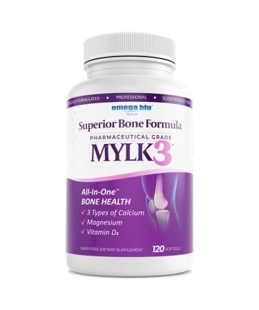 OMEGA BLU Calcium & Magnesium w/MYLK - Patented Formula - High Absorption - Omega 3 - Vitamin D - Bone - Joint - Collagen - Heart - Brain - High Absorption - Pharamceutical Grade - 60 Servings