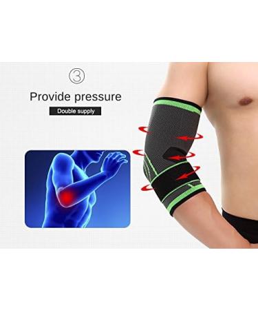 Elbow Brace Compression Support Sleeve - Adjustable Strapping for Pain Relief Arthritis Meniscus Tear - Ideal for Running & Joint Pain (M Green - Buy Online on GoSupps.com