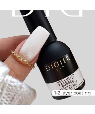 Didier Lab Rubber Base Gel & No Wipe Top Coat Set - Long Lasting Milky White Nail Polish - UV LED Gel Varnish - 2pcs Rubber Light White + Shiny - Buy Online on GoSupps.com