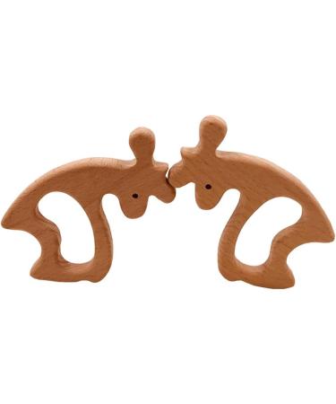 Wendysun 10pcs Cartoon Wood Teether: Natural Deer Shape Baby Teething Toy - Buy Online on GoSupps.com