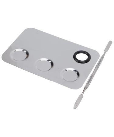 Professional Stainless Steel Cosmetic Mixing Plate | Rectangular Makeup Palette with Spatula | Smooth Pigment Blending Tool - Buy Online on GoSupps.com