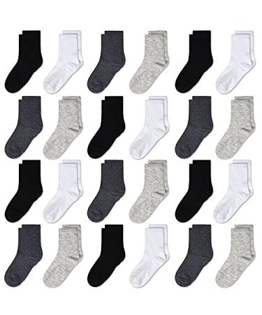 Kids Socks,Crew Socks Newborn/Toddler for Children Boys Girls Cozy Athletic Socks, 24pairs(0-13Years) 4-7 Years 4 Colors