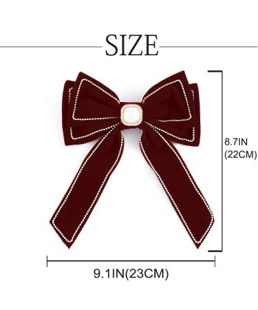 Bohend Large Red Hair Bow with Rhinestones - Velvet Party Hair Accessories for Women & Girls - Buy Online on GoSupps.com