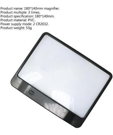 Tovmekdjn 1 PCS Candy AS-SEEN-ON-TV Full Page Book Magnifier Reading Magnifying Glass and Light to See Pages 3X Bigger Optical Grade Anti- White - Buy Online on GoSupps.com