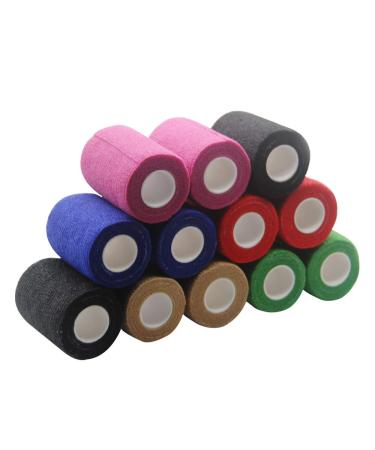 ZJCCTO Self Adhesive Flexible Wrap(12 Pack!!) - 3 Inches x 5 Yards Non-Woven Breathable Elastic Vet Wrap Cohesive Bandage Rolls Athletic Tape for Sports Injury: Ankle Knee & Wrist Sprains & Swelling