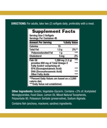 Fish Oil 1290mg Mini Odorless Softgels - 2 Bottles (90ct) | High Potency Omega-3 Supplement - Buy Online on GoSupps.com