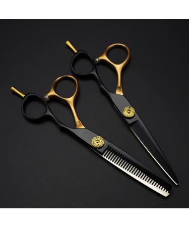 Hair Cutting Scissors 6 Inch Professional JP 440c Steel Black Gold Hair Cutting Scissors Haircut Thinning Barber Cut Shears Tools Hairdresser Scissors Set - Buy Online on GoSupps.com