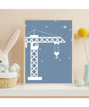 Waschilkind Construction Vehicles Poster Set - 8 A4 Posters for Kids' Room | Excavators Cranes Trucks & More in Blue & Green - Perfect for Baby & Boys D cor | Unframed - Buy Online on GoSupps.com
