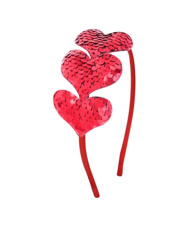 Dzrige Valentine's Day Heart Headband Red Sequin Love Hair Band Hoop Glitter Heart Shaped Hair Accessoires for Girls Women Valentine's Day New Year Wedding Birthday Party Gift