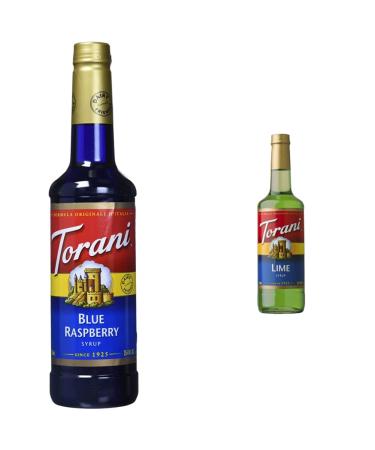 Torani Blue Raspberry Syrup Plastic Bottle 750 ml & Lime Flavour Syrup 750 Milliliter Syrup + Lime Syrup