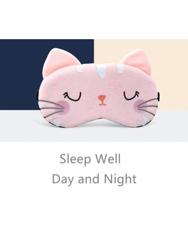 Fxaelian Cartoon Cat Sleep Mask - Funny Novelty Eye Cover for Travel, Women, Girls, Adults & Kids - Light Pink - Buy Online on GoSupps.com