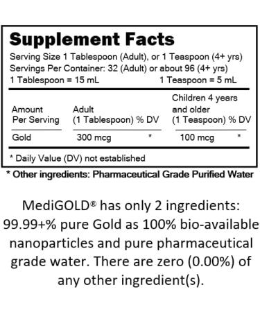 MediGOLD True Colloidal Gold Dietary Supplement - 500 mL (16.9 Fl Oz) - Clear Glass Bottle - Buy Online on GoSupps.com