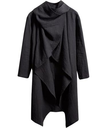 Kinrui Men's Lightweight Ruffle Shawl Collar Cardigan Cloak Overcoat - Black Large - Buy Online on GoSupps.com
