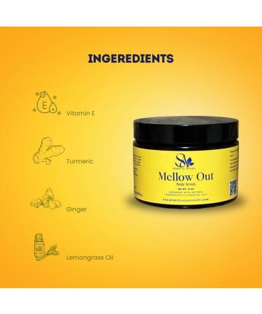 Spiritual Affinity Mellow Out Sugar Body Scrub - 15oz Turmeric & Ginger Scrub with Vitamin E Grapeseed Oil & Mango Butter Natural Exfoliator for Smooth Hydrated Skin Perfect for Women Skincare - Buy Online on GoSupps.com