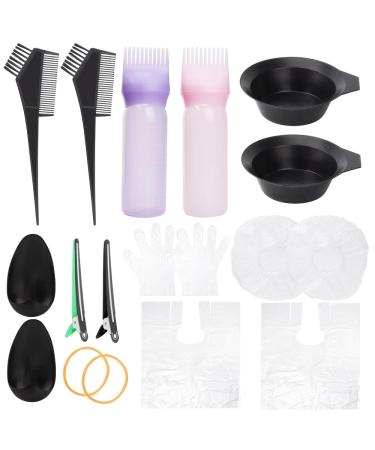 18pcs Hair Dye Kits including Hair Oil Applicator Bottle Hair Dye Bowl and Brush Ear Cover Hairpin Hair Dye Shawl Hair Dye Gloves for colouring hair and hair care.