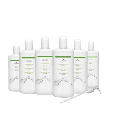 cosiMed massage lotion neutral | Bundle 6 x 1L | economical & easy to handle | Made in Germany | incl. dosing pump