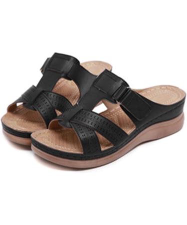 Monerffi Women's Outdoor Sandals - Anti-Slip Beach Casual Open Toe Slippers - Vintage Lightweight Platform - Size 38/39 EU - Black - Buy Online on GoSupps.com